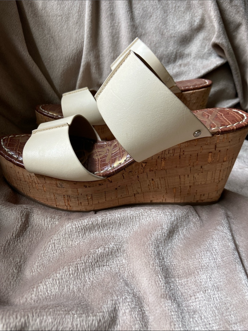 Sam Edelman Damara Leather Platform Cork Wedge Sandals - Size 8 - Picture 4 of 9